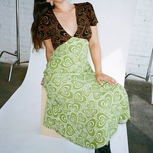 NWT Lisa Says Gah! Grace Flutter Sleeve Midi Dress Wild Hearts - Size Small